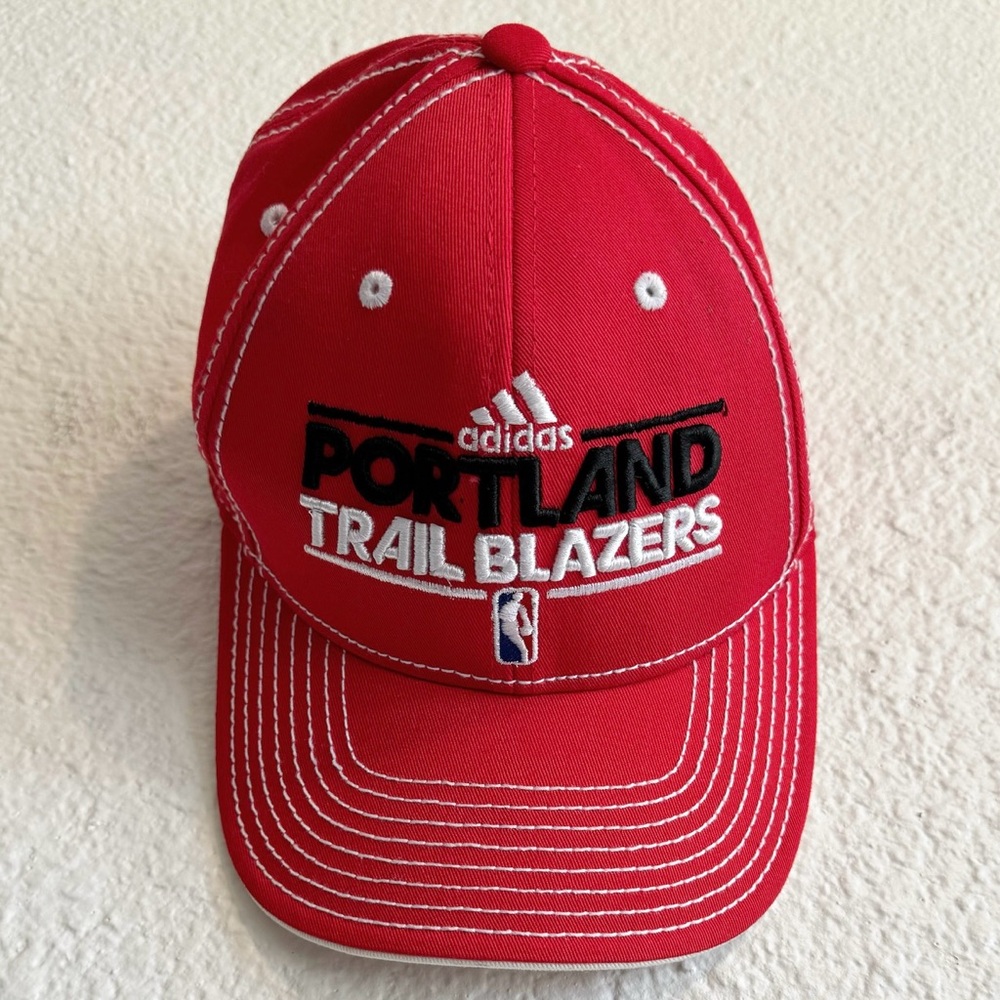 Adidas Portland Trailblazers NBA Fitted Baseball Cap Hat Red Black Men’s